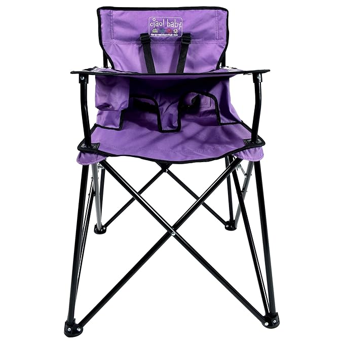 ciao! baby Portable High Chair for Travel, Fold Up High Chair with Tray, Purple