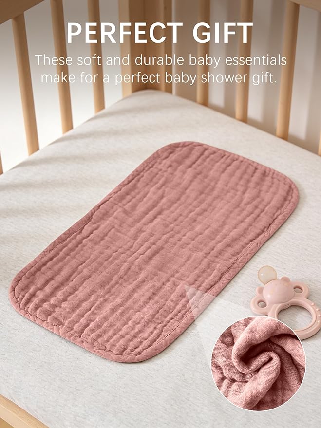 Lovely Care 12 Pack Muslin Burp Cloths 100% Cotton Muslin Cloths Large 20''x10'' Extra Soft and Absorbent Baby Burping Cloth - Rust and Teal Mix