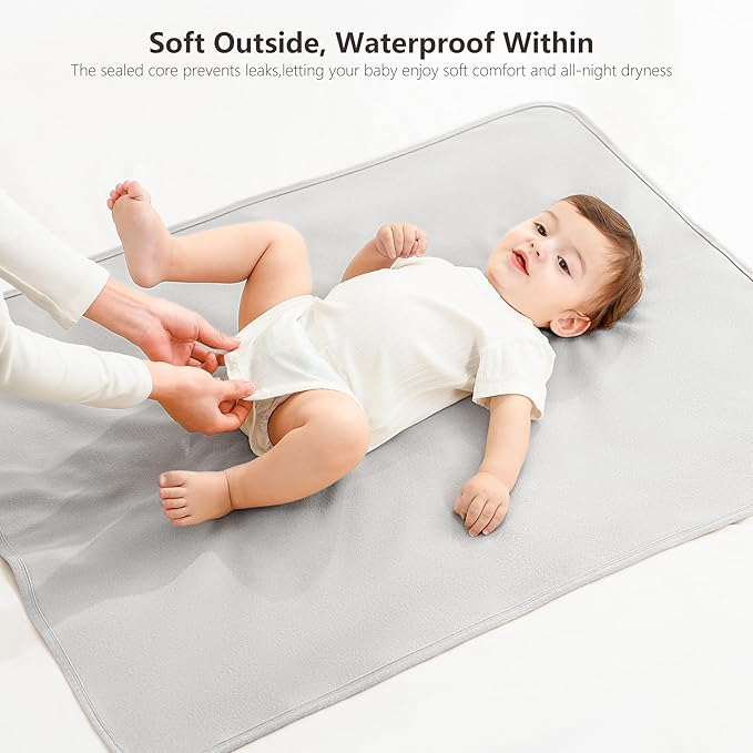 Baby Changing Pad Portable Changing Mat for Babies, 2 Pack Soft and Foldable Baby Changing Mat for Travel or Home, 35 * 29.5 inch Changing Pad for Diaper Bag - Gray&Moon