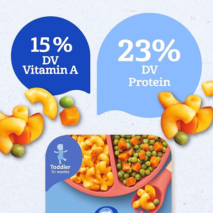 Gerber Toddler Food, Macaroni & Cheese with Peas & Carrots, Mealtime for Toddler, Baby Led Feeding, 8-Pack