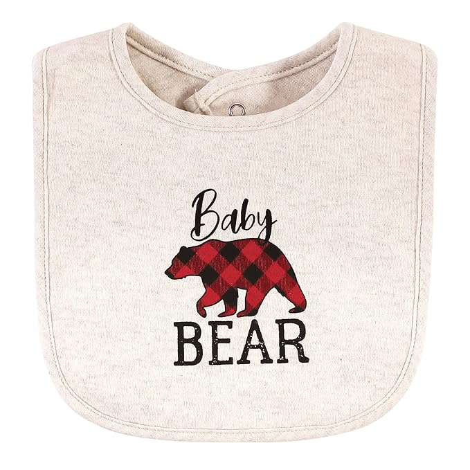 Hudson Baby Unisex Baby Cotton Bib and Sock Set, Baby Bear Plaid, One Size