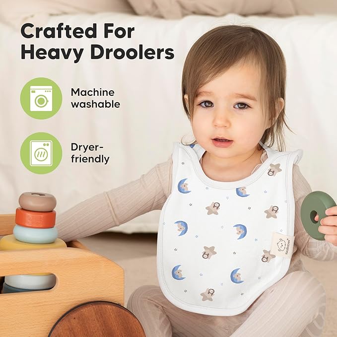 KeaBabies 8-Pack Bibs for Baby Girl, Boy - Pullover Large Baby Bibs for Drooling and Teething Infant, Newborn, Soft & Absorbent Organic Cotton, Long Torso Coverage Keep Toddler Clean & Dry (Cosmo)