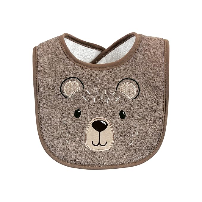 Hudson Baby Unisex Baby Cotton Terry Drooler Bibs with Fiber Filling, Boy Moose Bear, One Size (Pack of 2)