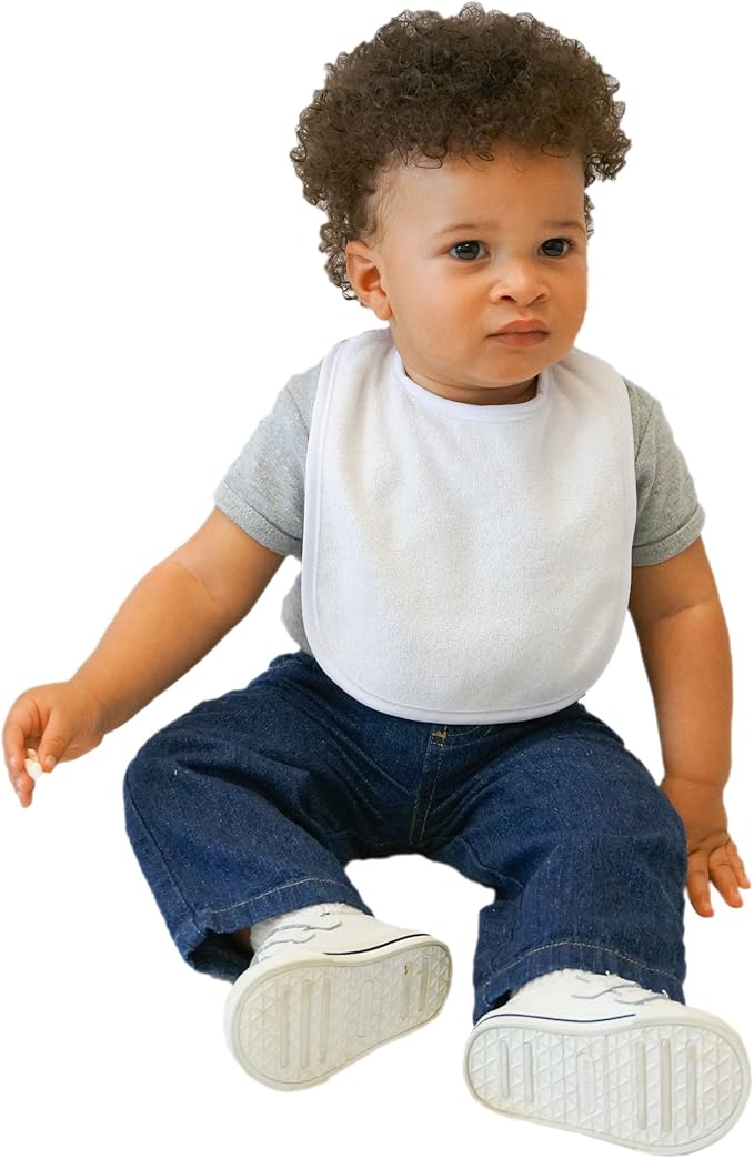 Neat Solutions 2-Ply Knit Terry Solid Color Feeder Bibs in White - 20 Pack