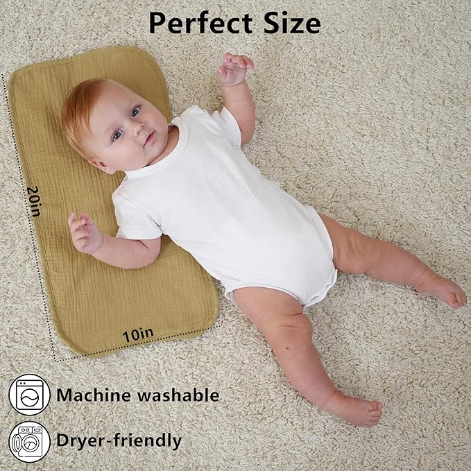 Baby Muslin Burp Cloths 20x10in - Ultra Soft & Absorbent, Neutral Colors, Reusable Burp Cloths for Baby Boys & Girls – Newborn Essentials for Drooling & Burping 4Pack(Brown)