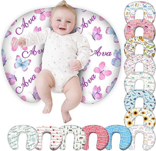 Personalized Baby Nursing Pillow Cover Custom with Name, Butterfly Theme Customized Boy & Girl Gifts