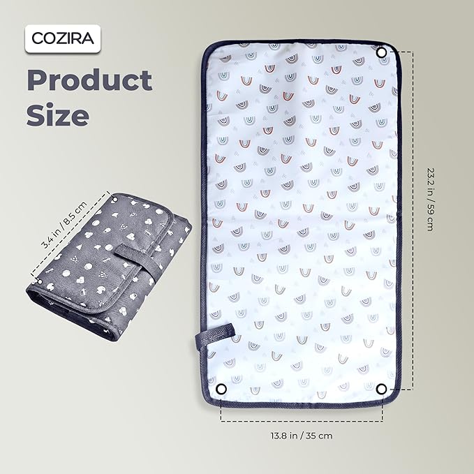 Waterproof Baby Changing Pad Liners - 3 Layer Quilted Absorbent Diaper Changing Mat - Reusable Washable Changing Table Pad - 13.8 x 23.2 Inch - Grey