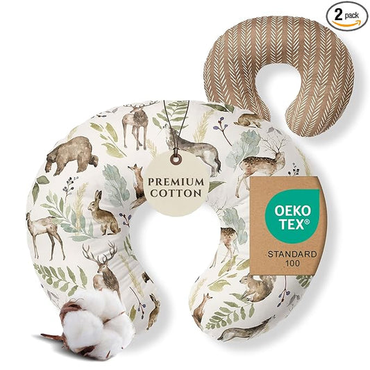 Pobibaby 1-Pack Premium Nursing Pillow Cover - Ultra Soft & Stretchy 96% Cotton, Breastfeeding Pillow Cover for Baby Boys and Girls(Wildlife)
