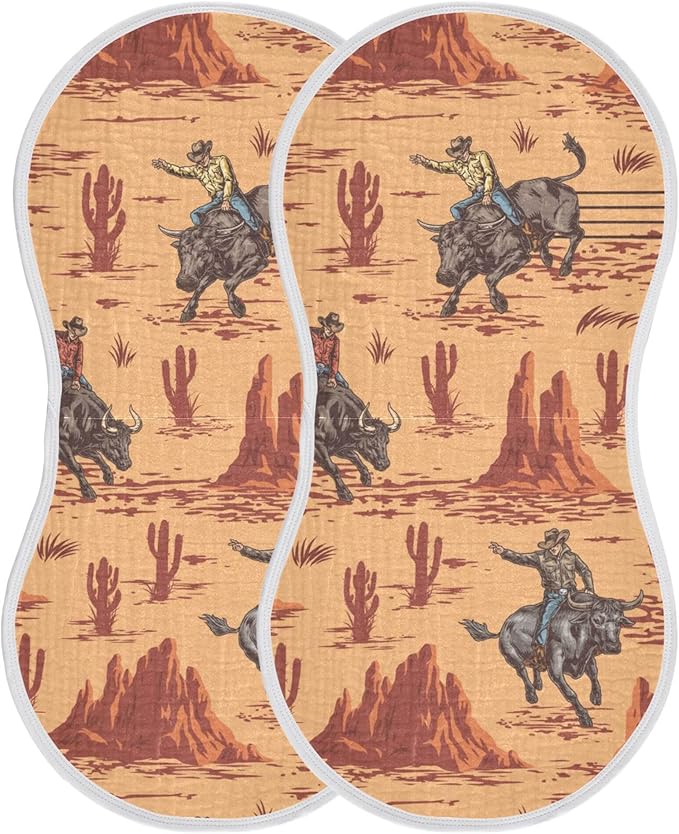 Western Cowboy Bulls Burp Cloths Baby Boys Girls Absorbent Soft Cotton Burping Cloths Rags 1 Pack