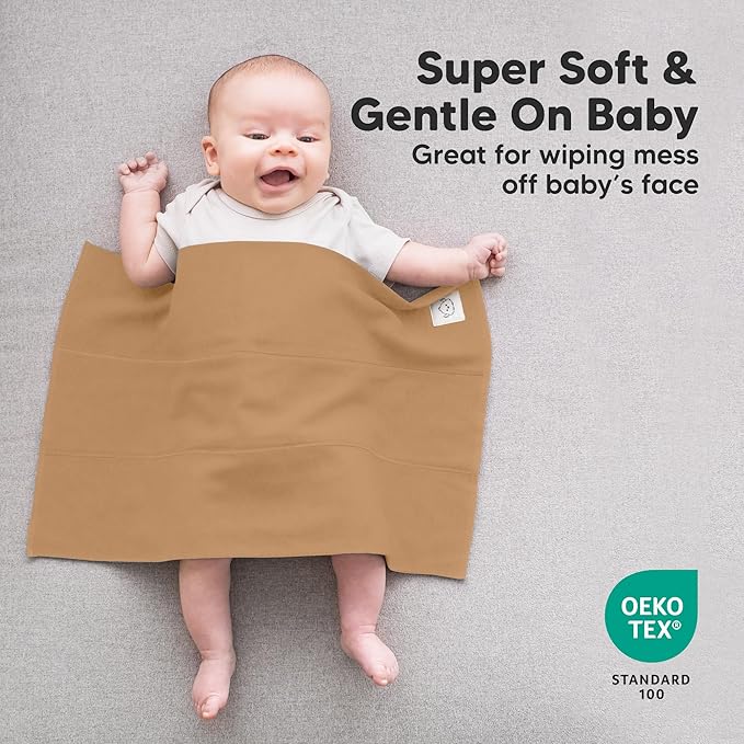 Organic Burp Cloths Baby Boy, Girl - 6-Pack Large 100% Cotton Burping Cloths for Babies, Spit Up Rags, Super Absorbent, Ultra Soft Newborn Rag, Gender Neutral, Machine Washable, Durable (Terracotta)
