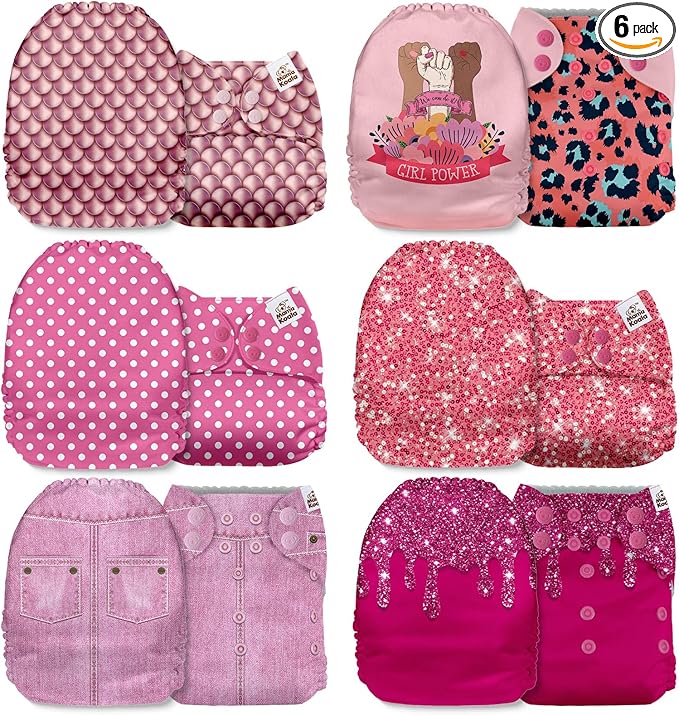 Mama Koala 1.0 Cloth Diapers for Babies, 6 Pack Pocket Shell Only (NO Inserts) - One Size Washable and Reusable Pocket Diapers for Newborns and Toddlers - 160031