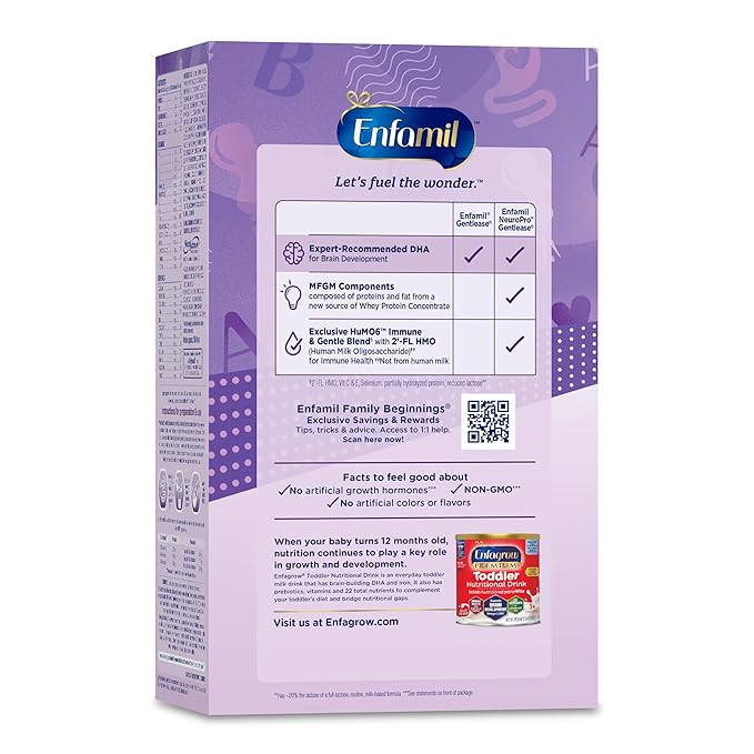Enfamil NeuroPro Gentlease for Easing Fussiness, Crying, Gas, Spit-up in 24 Hrs, Smaller Proteins for Easy Digestion, Brain Supporting DHA, Prebiotic Blend, HuMO6*, Baby Formula, 35.2 Oz (Pack of 4)