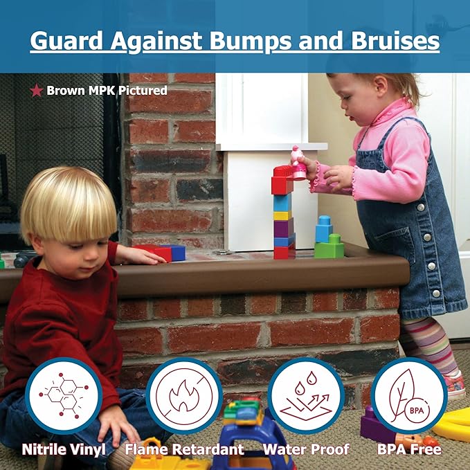 Cardinal Gates MPK Medium Hearth Pad Kit - Fireplace Baby Proofing - Adhesive Backed Fireplace Bumpers for Babies - 10 Feet of Padding with 1 Straight Piece & 2 Corners - Made in The USA - Taupe