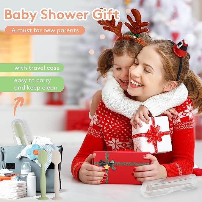 Baby Diaper Cream Spatula with Case,2 Large Diaper Spatula with 2 Travel Case 1 Gift Box,Soft Butt Paste Spatula Baby Butt Spatula,Diaper Cream Applicator Diaper Rash Spatula Brush