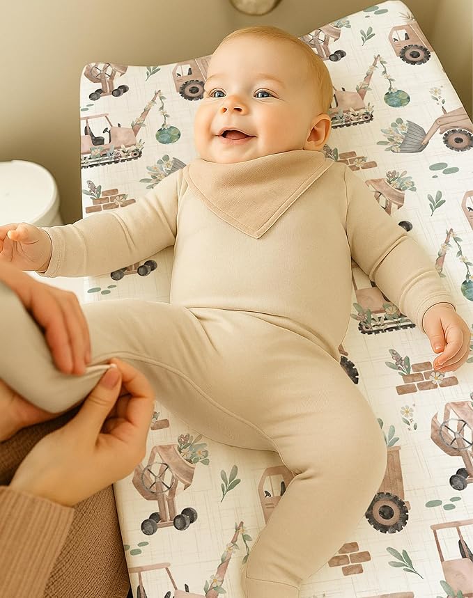 Changing Pad Cover for Baby Boys Girls 2 Pack, Fits Standard 32”×16” Changing Table Pads, Silky Breathable Stretch Knit, Machine Washable (Little Farm)