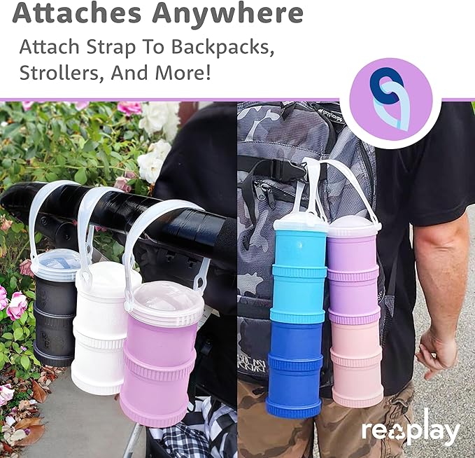 Re-Play Snack Stack Toddler Containers, 2 Sets - Stackable Cups with Travel Lid & Strap for On-the-Go, BPA-Free, Made in USA, Sunny/Lime