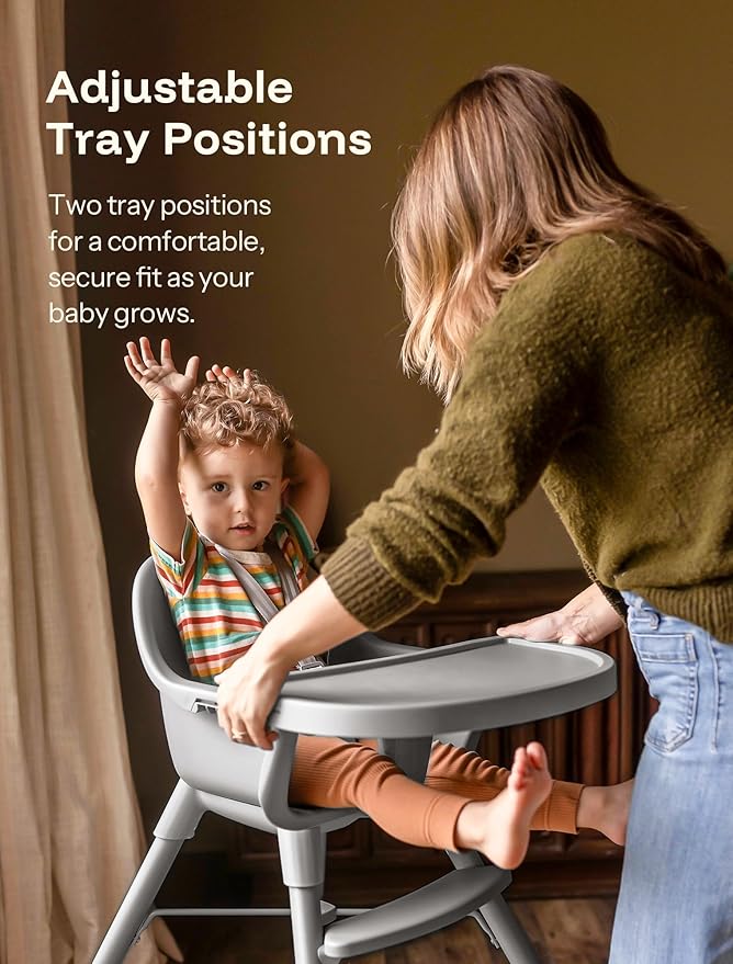 HARPPA 2 in 1 Baby High Chair for Babies and Toddlers, Convertible High Chairs with Removable Double Tray, Waterproof PU Seat Cushion, Anti-Slip Footrest and 5-Point Harness for 6–36 Months, Grey