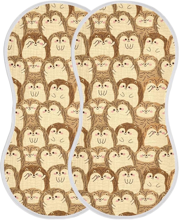 vvfelixl Muslin Burp Cloths Cute Hedgehog Baby Washcloths for Baby Girl Boys 2 Pack