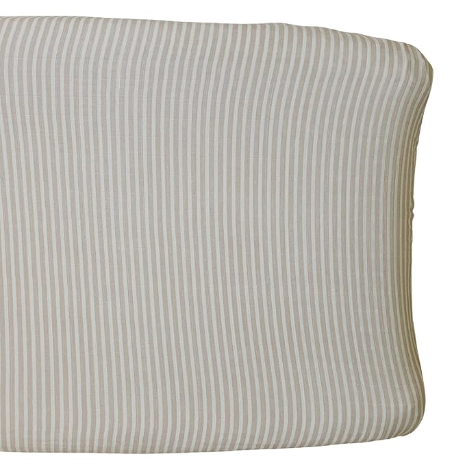 Mebie Baby Changing Pad, Taupe Stripe, 100% Muslin Cotton Changing Table Pad Cover for Baby Boy and Girl, Designer Nursery Decor Covers, Diaper Changing Pad Cover for Changing Station