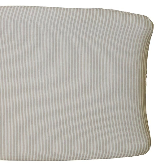 Mebie Baby Changing Pad, Taupe Stripe, 100% Muslin Cotton Changing Table Pad Cover for Baby Boy and Girl, Designer Nursery Decor Covers, Diaper Changing Pad Cover for Changing Station
