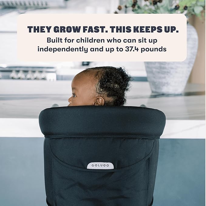 Colugo Clip On High Chair, Portable Table High Chair for Baby & Toddler, Travel Dining Seat with Secure Slide-to-Fit Clamp, 3-Point Safety Harness, Collapsible Design, Built-in Storage Pouch