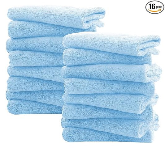 Spotted Play 16 Pack Burp Cloths for Baby - 20" by 10" Ultra Absorbent Burping Cloth, Newborn Towel - Milk Spit Up Rags - Burpy Cloths for Unisex, Boy, Girl - Burp Cloths Set (Aquamarine)