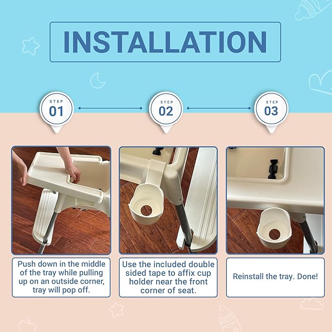 Cup Holder Compatible with IKEA Antilop - Cupholder Accessory for Chair w/Double Sided Tape - Compatible IKEA High Chair Accessories for Kids