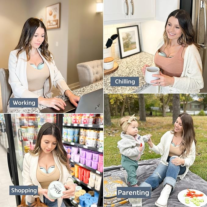Wearable Breast Pumps (Model S21), Lightweight Rechargeable Electric Breast Pump with 3 Modes & 12 Suction Levels, Portable Breastfeeding Device with Carrying Case
