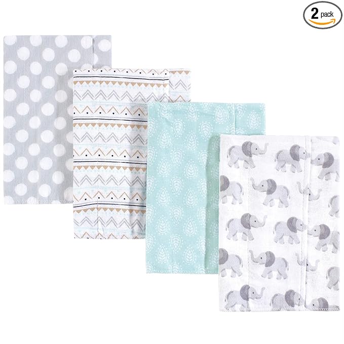 Hudson Baby Unisex Baby Cotton Flannel Burp Cloths, Gray Elephant, One Size