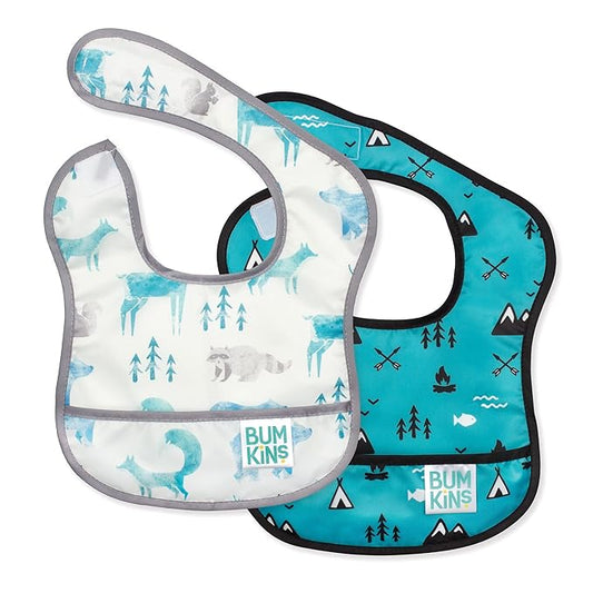 Bumkins Bibs, for Baby Girl or Boy, Infant 3-9 Months, Essential Must Have for Eating, Feeding, Baby Led Weaning, Mess Saving Waterproof Soft Fabric, Starter Bib 2-pk Outdoors and Wildlife
