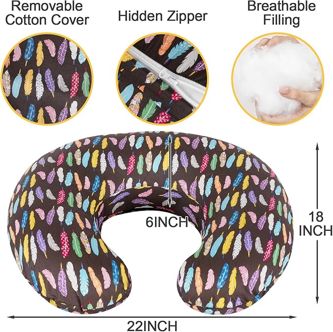 x-vesolje Nursing Pillow, Breastfeeding Pillow with Removable Cover, Ergonomic Breast Feeding Pillow, Baby Feeding Support Pillow for Mom Easier Breastfeeding- Original Size/Feather