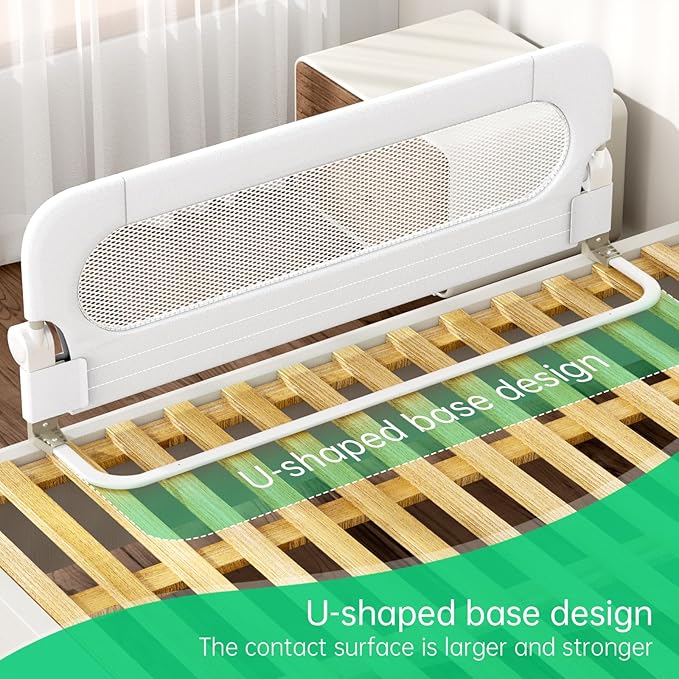 UPGOGO Folding Toddler Bed Rails for Crib,Toddler Bed Guard Rail with Reinforced Anchor Safety System,Bed Rail for Kids Fit,Bunk,Full Size,Queen,King,Twin(White,33"x23.6")