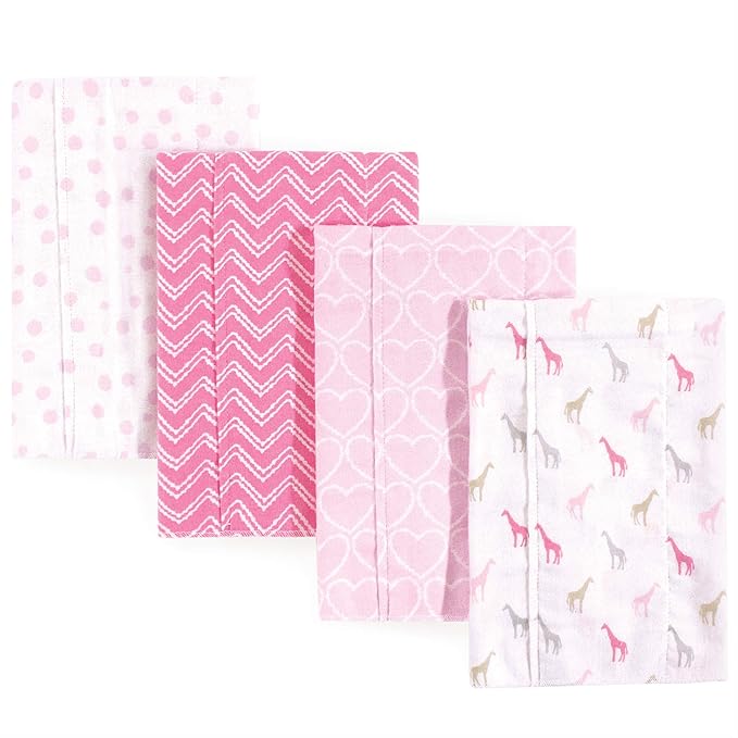 Luvable Friends Cotton Poly Flannel Burp Cloths Multipack, Giraffe 8-Pack, One Size