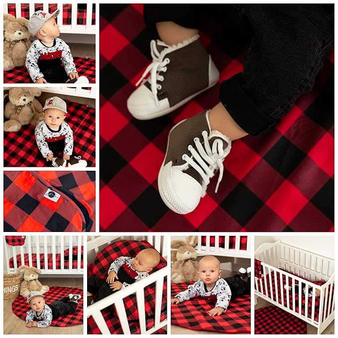 Changing Pad Cover Boy, Baby Changing Table Covers for Boys, Woodland Nursery Decor by JLIKA (Buffalo Plaid)