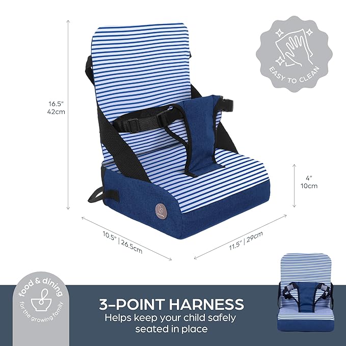 Dreambaby Grab ‘N Go Travel Booster Seat – Portable Toddler High Chair for Dining (6M-3Y) with Storage & Shoulder Strap