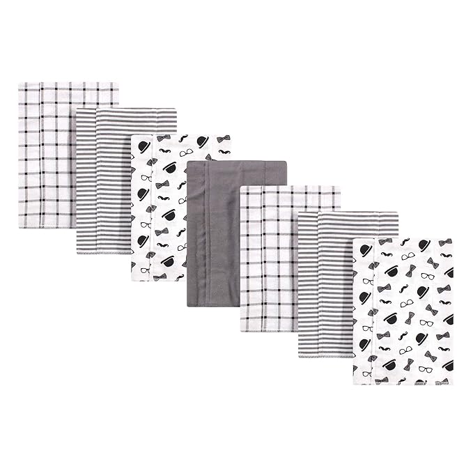 Little Treasure Unisex Baby Cotton Flannel Burp Cloths, Gentleman 7-Pack, One Size
