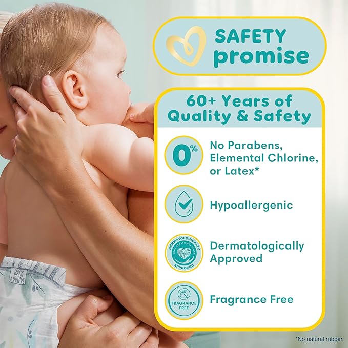 Pampers Pure Baby Diapers, Size 2 (12-18 lbs), 120, Up to 100% Leakproof, Premium Hypoallergenic Soft Diapers