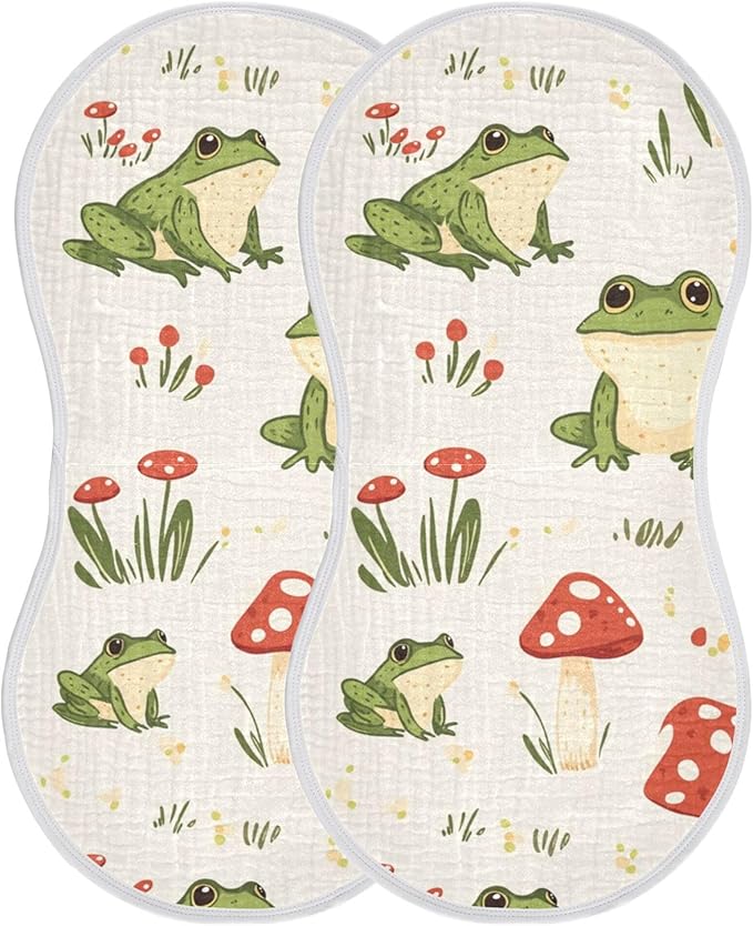 Frog Forest Mushrooms Burp Cloths Baby Boys Girls Absorbent Soft Cotton Burping Cloths Rags 1 Pack
