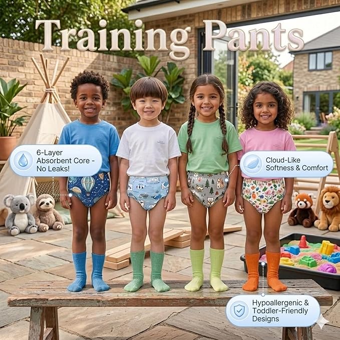 Potty Training Pants for Toddler Boys & Girls, Cotton Absorbent Training Underwear, Soft Leakproof Kids Potty Training Underpants 2T-6T (5 Pack, S)