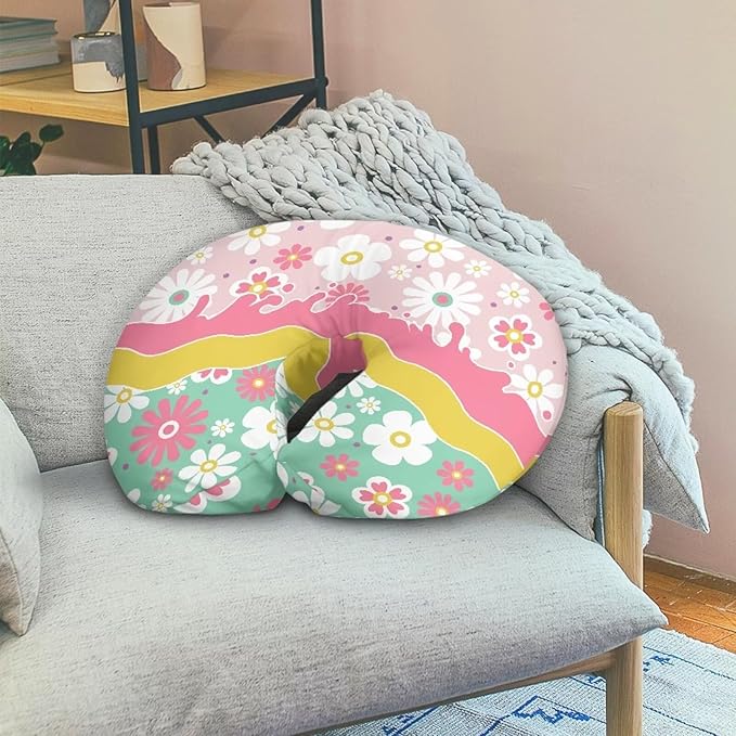 Floral Patchwork Color Nursing Pillow Cover Nursing Pillow Case for U-Shaped Feeding Pillow Soft Breastfeeding Pillow Slipcover Hidden Zipper Design Skin-Friendly