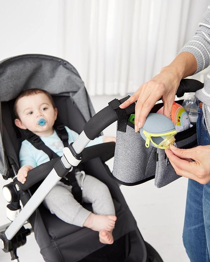 Skip Hop On-The-Go Wipes Dispenser and Silicone Pacifier Holder Bundle, Grey