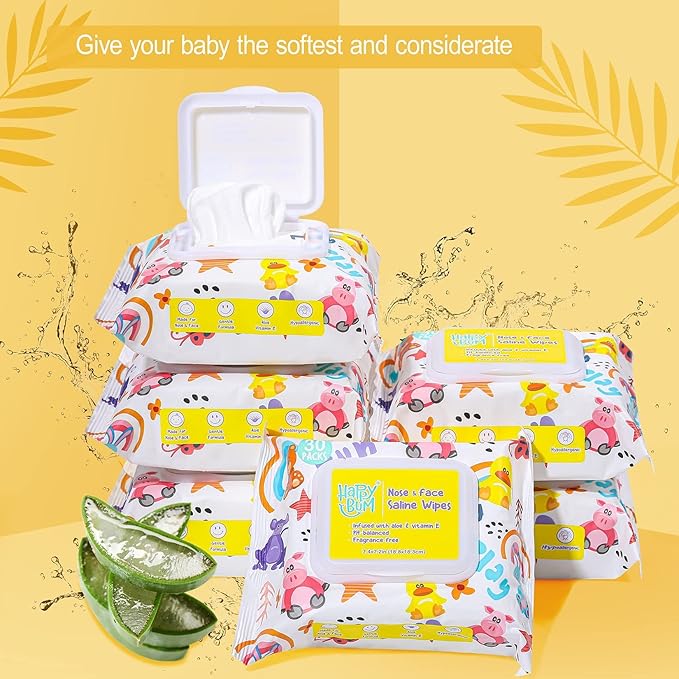 180 Count Saline Baby Wipes, Unscented, 7.4 x 7.2 Inch, Moist and Refreshing, Multi-Purpose Use, Ideal for Travel