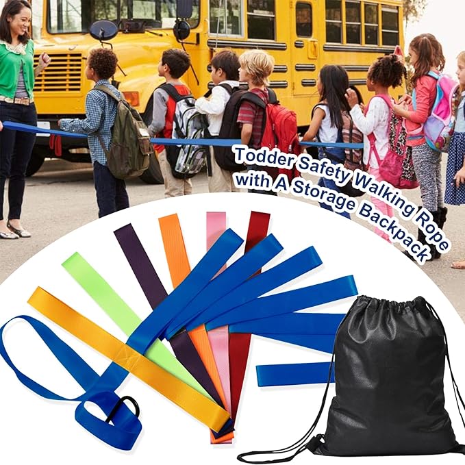 Children Safety Walking Rope with 12 Colorful Handles for Daycare Rope for Preschool Daycare Kindergarten School Kids (12 Children and 2 Adults)