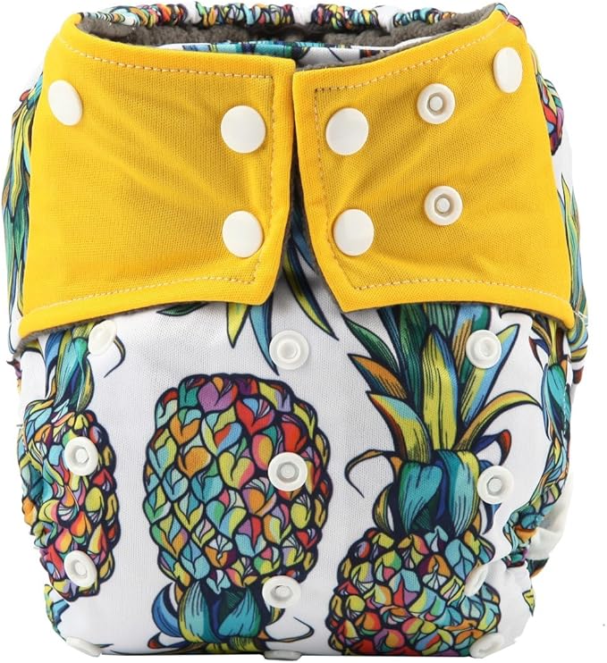 3 AIll in One Cloth Diapers Nappies for Night AIO Sewn in Insert Reusable Washable (Arrow Pineapple Pack)