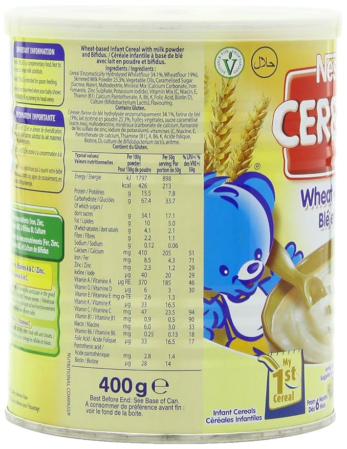 Nestle Cerelac, Wheat With Milk, 14.11-Ounce Cans (Pack of 4)