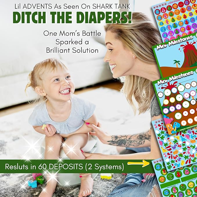 17PC Toddler Dinosaurs Potty Training Chart Behavior Chart for Toddlers, Potty Chart, Toddler Reward Stickers, Reward Chart for Kids, Crown & Activity Board by LIL ADVENTS Mini Milestones + eBook