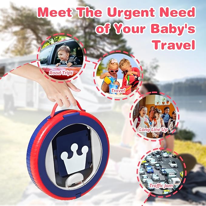 Portable Potty Chair for Toddlers with Splash-Proof Design, Foldable Travel Potty with Bag & 30 Refills - Kids Toilet for Car, Camping, Indoor - Easy Clean Baby Potty Training Seat(Red-blue)