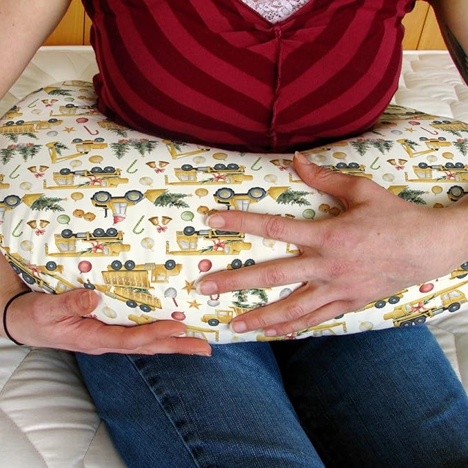 Christmas Trucks Construction Baby Nursing Pillow Covers for Boy Girl Dump Trucks Excavators Trees Nursery Pillowcase for Breastfeeding Pillows Winter Holiday Soft Stretchy Slipcovers for Newborn