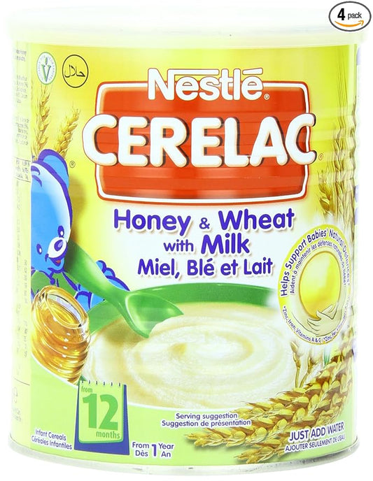 Nestle Cerelac, Honey and Wheat with Milk (From 12 Months), 14.11-Ounce Cans (Pack of 4)