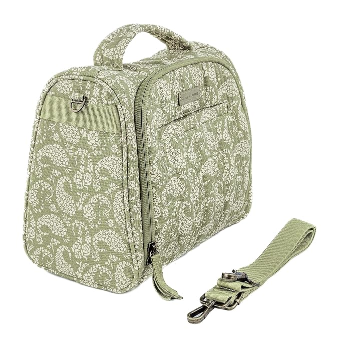 JuJuBe Insulated Bottle Bag, Breastmilk Cooler Bag Fits 3 Baby Bottles, Storage Tote for Nursing Mom, Daycare & Travel, Lunch Bag w/Handle & Shoulder Strap (Paisley Floral)